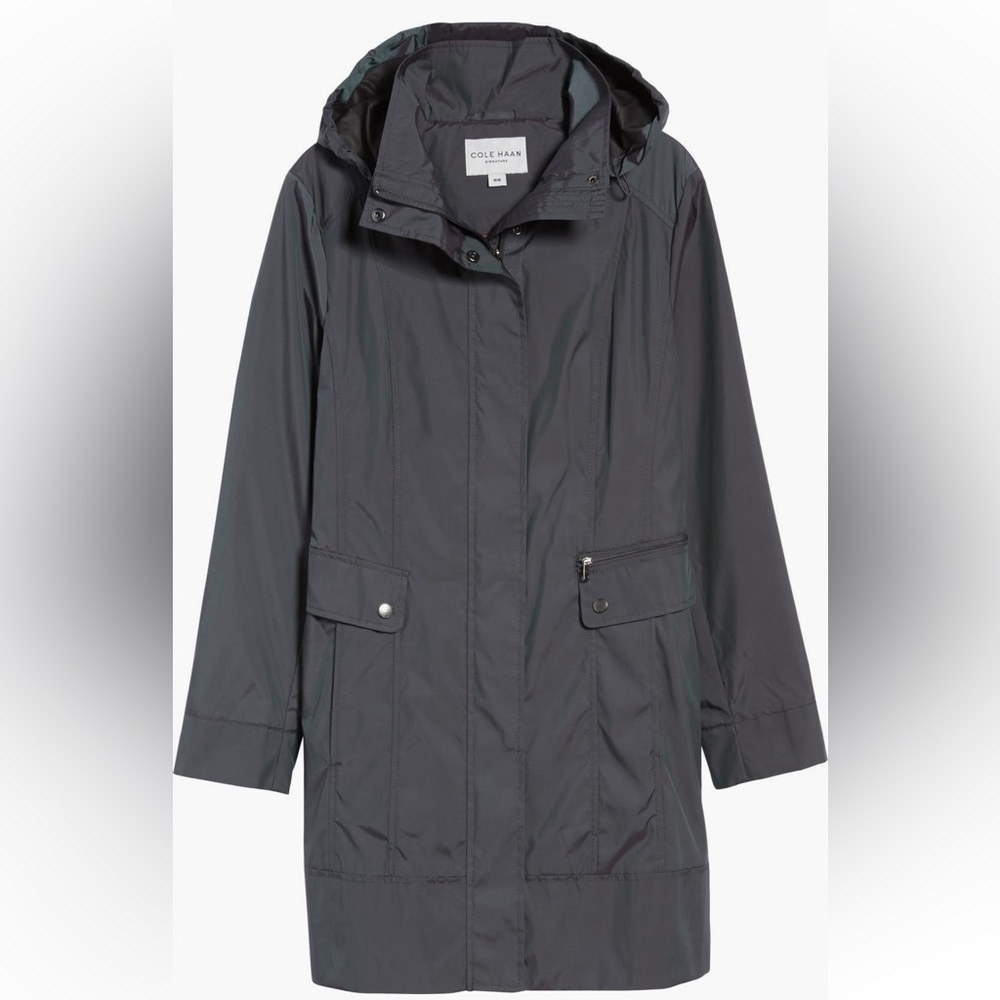 Cole Haan Signature Back Bow Packable Hooded Raincoat
